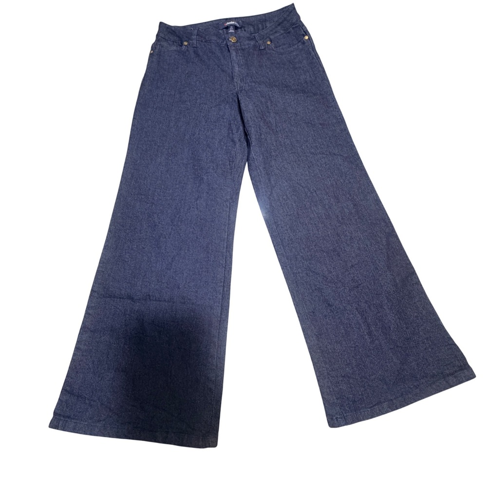 Denim 24 7 Wide Leg Jeans Women 12W Petite Stretch Western Indie Classic Wash